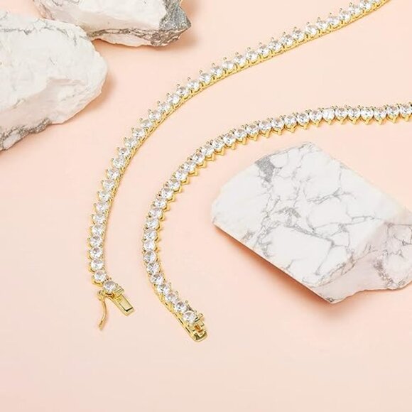 Neiman Marcus Haven 18k Gold Plated CZ Tennis Necklace - Picture 3 of 5